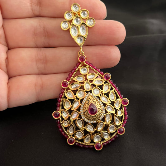 Hanging polki earrings