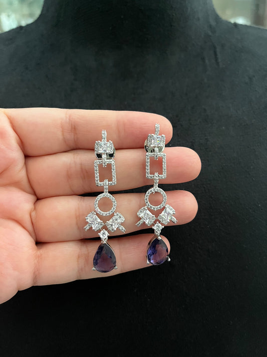 CZ necklace with lavender coloured stone