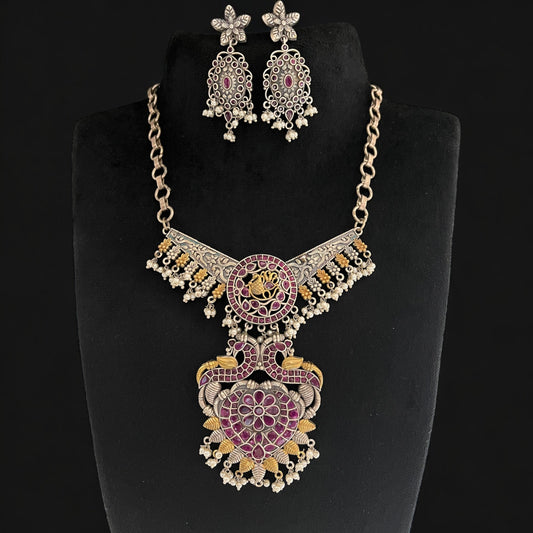 Oxidised long Necklace set