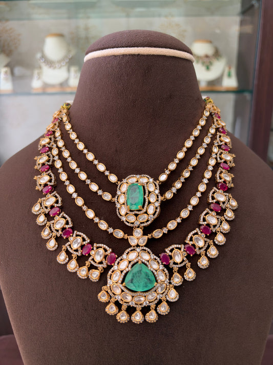 AR(2373)Meera layering Polki necklace set