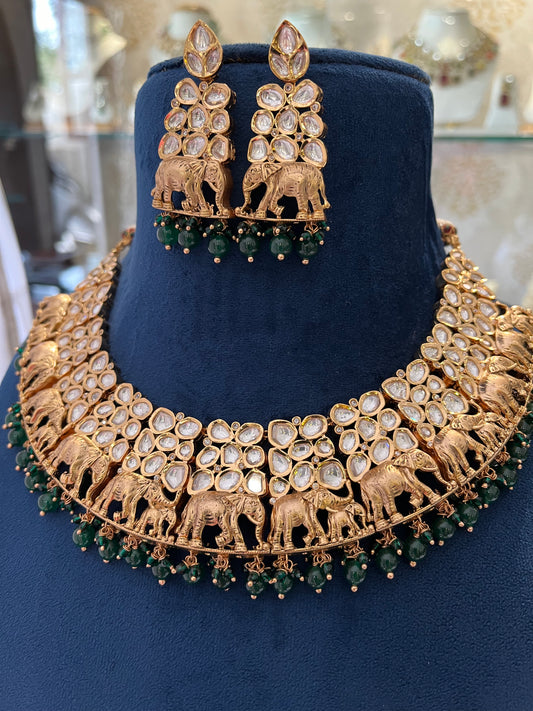 Polki Elephant Necklace