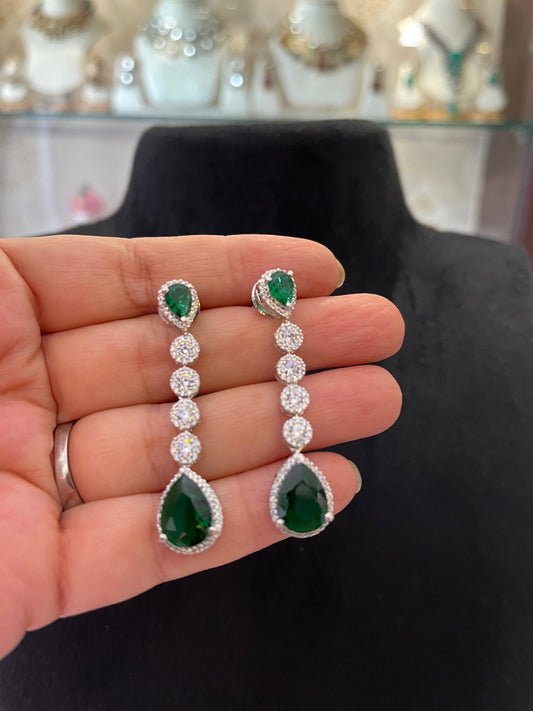 CZ with Emerald Droplet Necklace