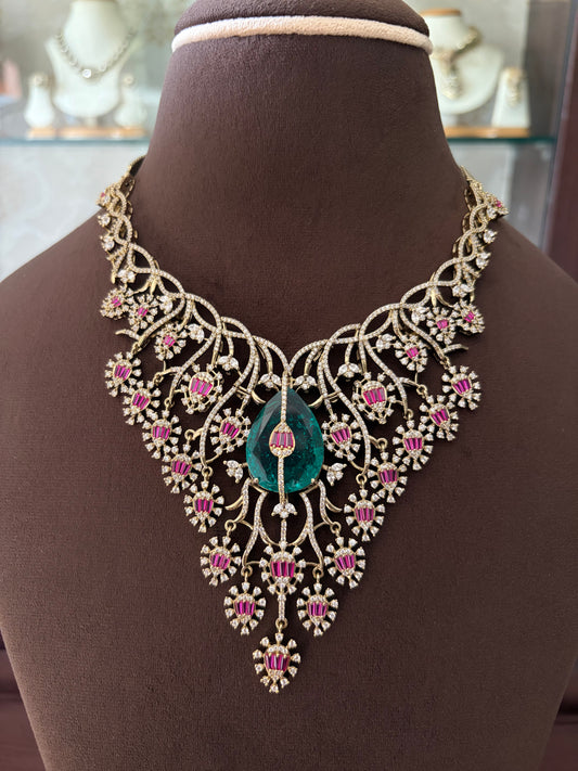 CH(1292)Maria antique baget setting necklace