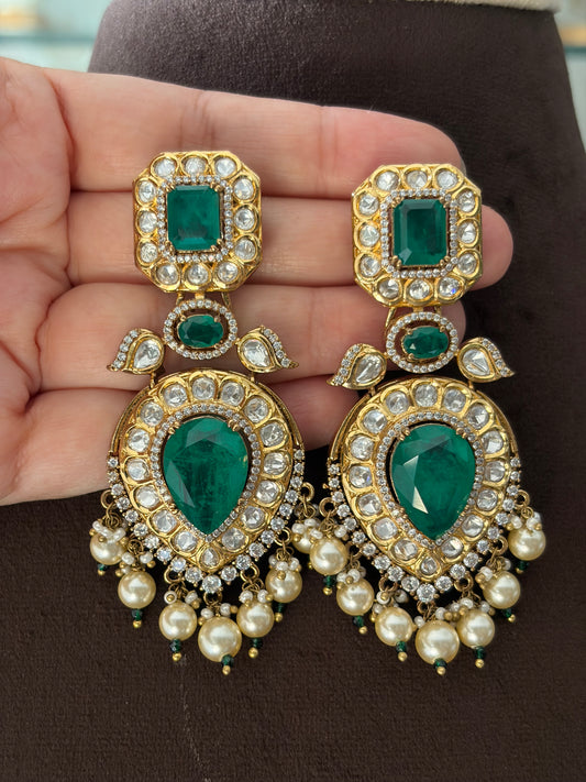 MP(3959)Keisha antique moissanite emerald necklace set