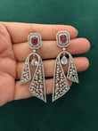 Ruby coloured CZ earrings