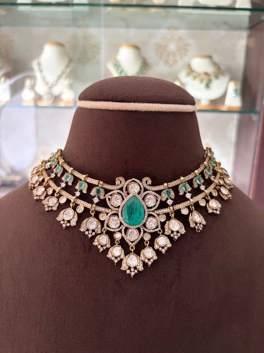 CD(1077)Zara antique moissanite necklace set