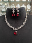 CZ necklace with ruby coloured stone