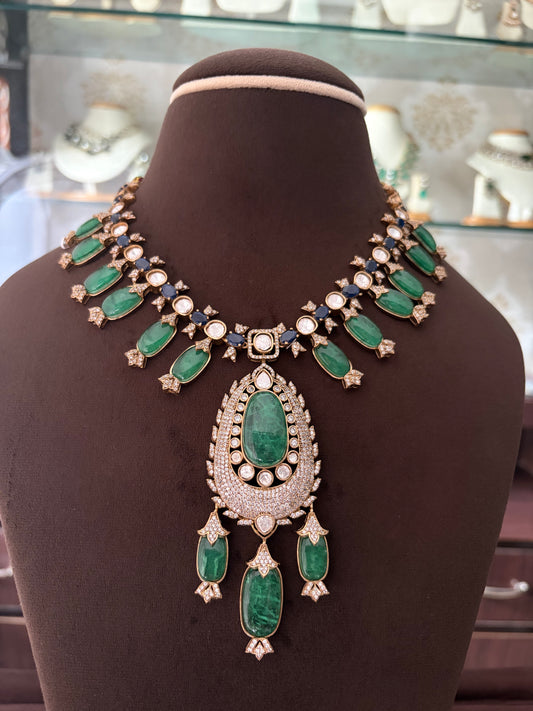 CH(1642)Valentina Polki necklace set with doublet stone