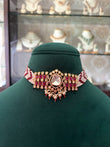 Gold plated moissanite choker with ruby coloured stones
