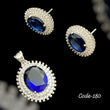 925 Hallmark Silver Blue Stone Pendant Set