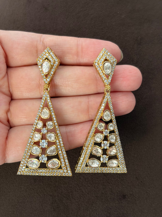 CD(404)Zuva antique gold Moissanite earrings