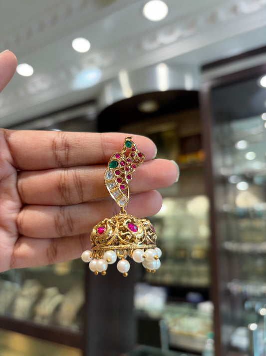 MF(317)Gold plated Peacock Jhumki