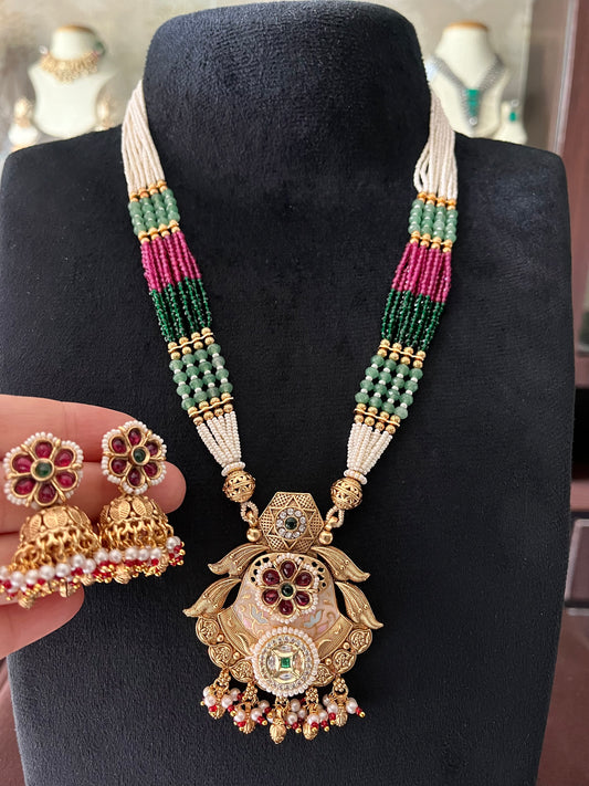 Antique Finish Long Necklace, Complete Length- 22”