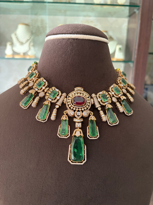 CH(1296)Alexandra doublet stone necklace
