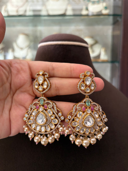 KS(3578)Reyna antique gold Polki necklace set