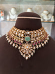 NP(3521)Charvi Faceted moissanite Multi colour necklace