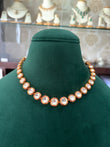 Single line Kundan necklace with red meena