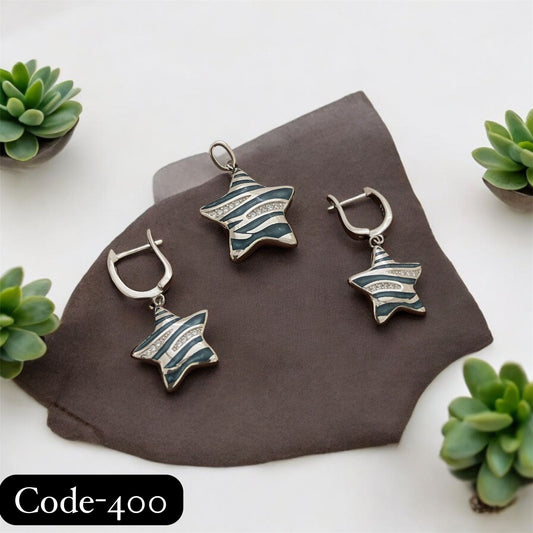 925 Hallmark Silver Star Pendant Set