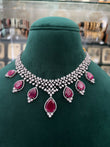 CZ necklace with ruby coloured stones