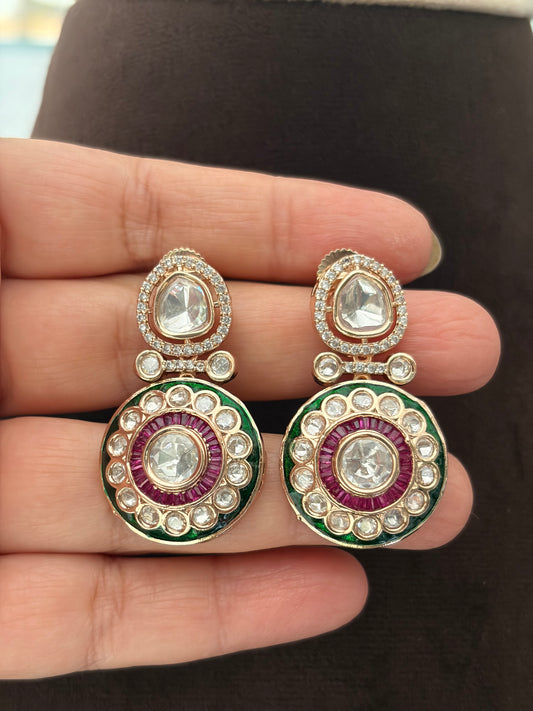 MS(1145)Royal multi colour Polki necklace set