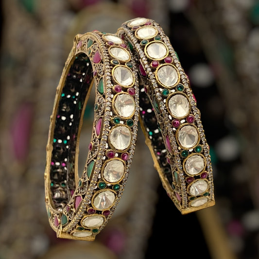Antique Polki Multi Colour Bangles