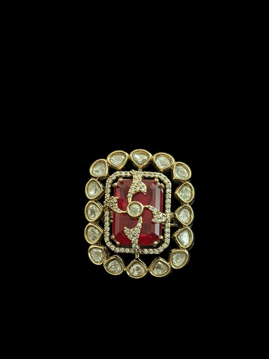 Antique finish Polki ring