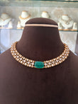 Antique gold finish necklace set with doublet stone