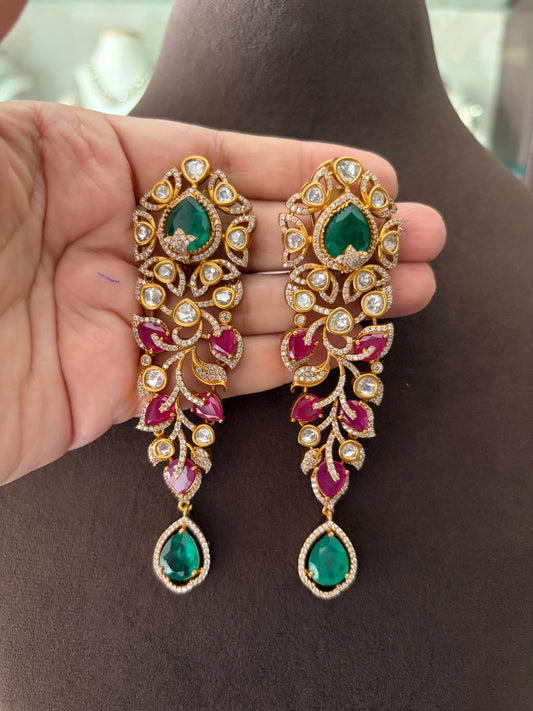 CH(592)Serena antique gold Polki Earrings
