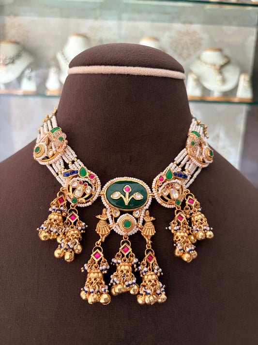 MF(1411)Meera gold plated moissanite necklace