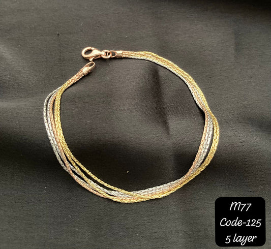 925 Hallmark Silver, 5 Layer, 3 Tone Bracelet