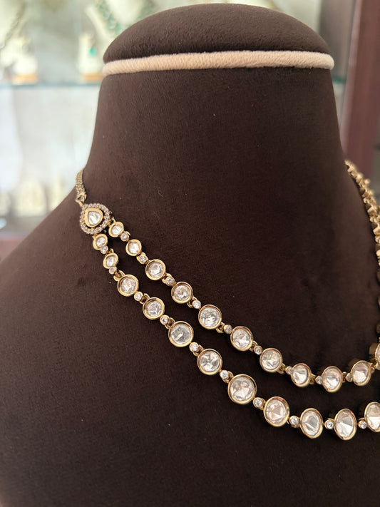 Av(477)Paola double layer Polki necklace