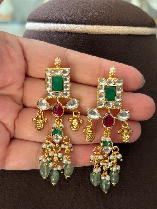 AM(2050)Nivara pachi kundan necklace set