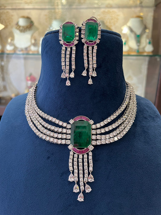 CZ Emerald Collar Necklace