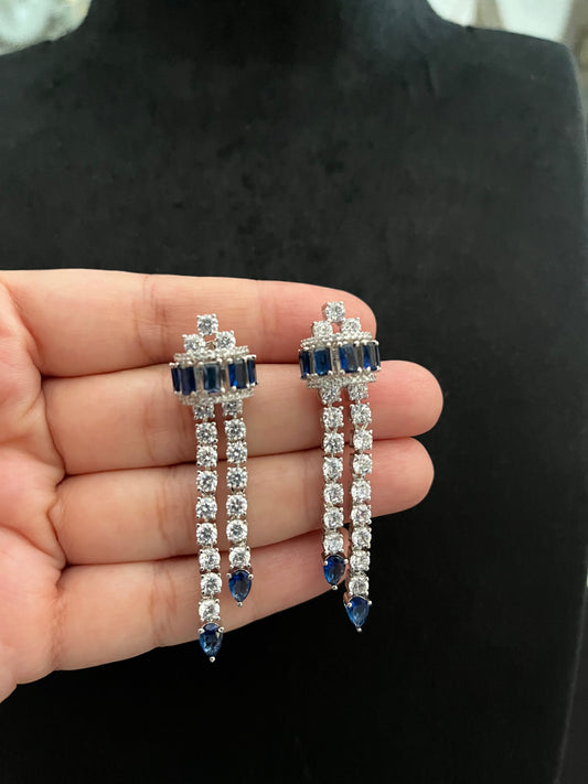 Elegant CZ necklace with blue stones