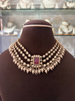 CH(1775)Samaira triple layer Polki necklace set