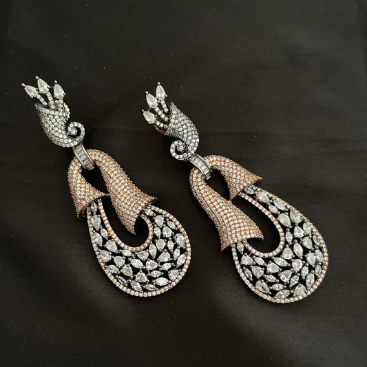 Dual tone Cz Earrings