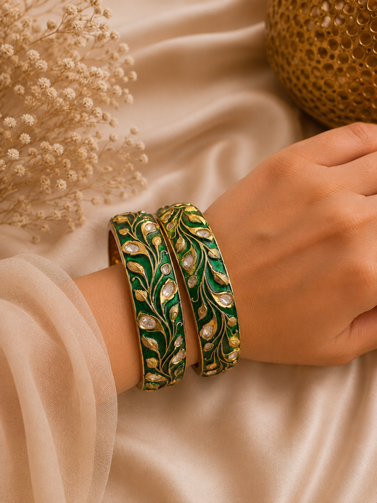(785)Premium Polki Meena Kari Bangles