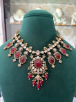 Ruby coloured Polki necklace set