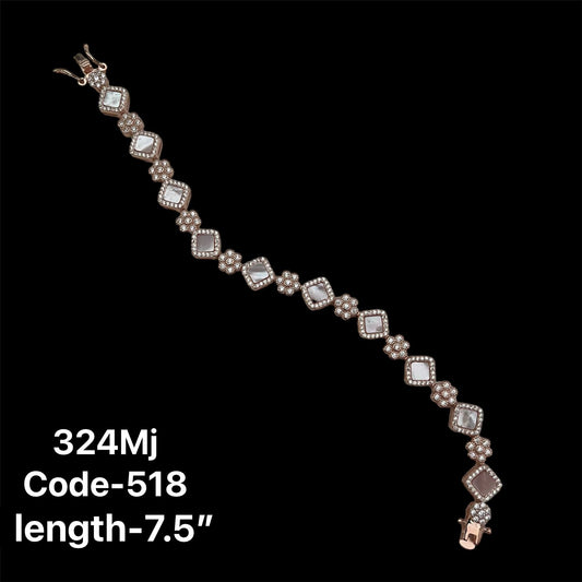 925 Hallmark, Rose Gold Finish, Mop Bracelet