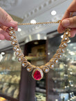 Flexible, ruby coloured Polki necklace