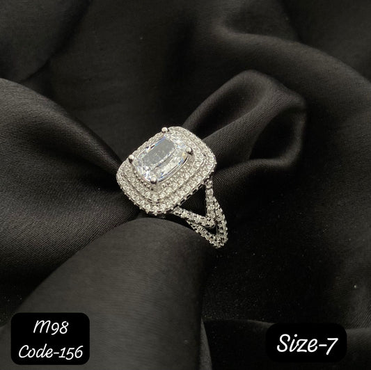925 Silver, Plating White Rhodium, CZ Ring