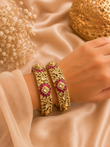 RH(740)Vihana gold look openable Polki bangle