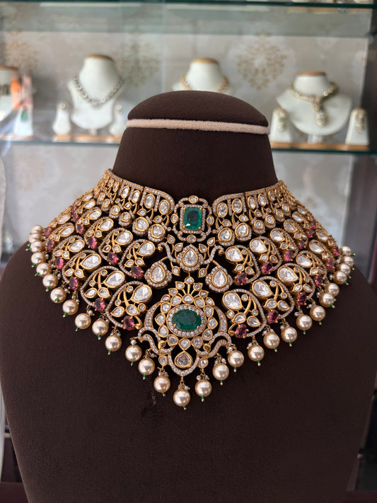 NP(4957)Bhavika faceted moissanite bridal set