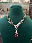 AD leaf necklace with CZ stones