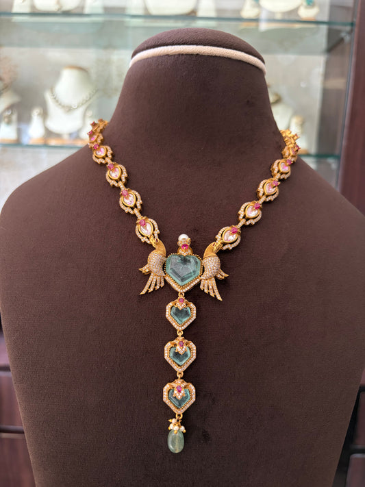 CH(1268)Amelia designer peacock necklace set