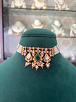 Gold plated moissanite choker with emerald