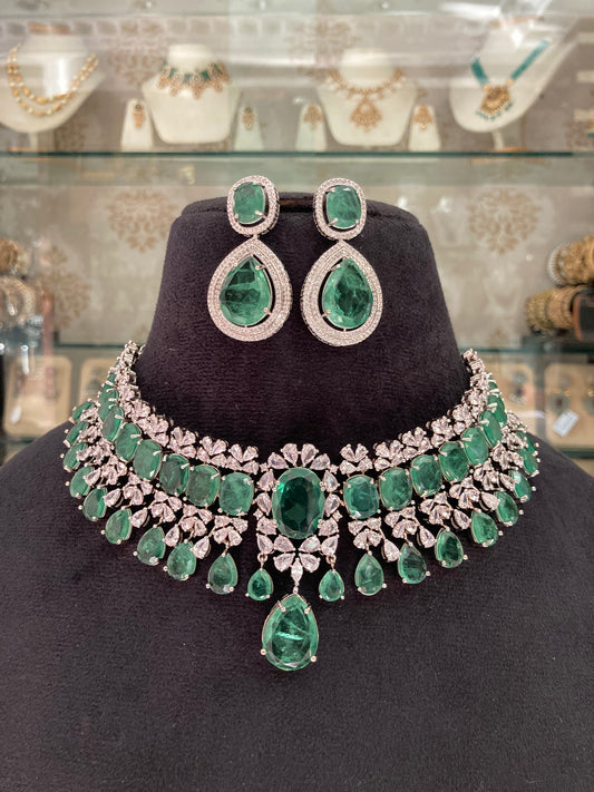Cz emerald collar Necklace