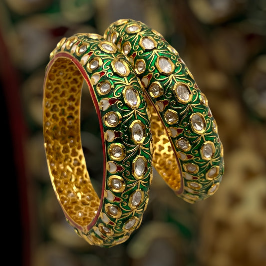 Meenakari Polki Bangles