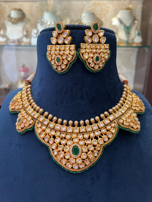 Polki Emerald Set