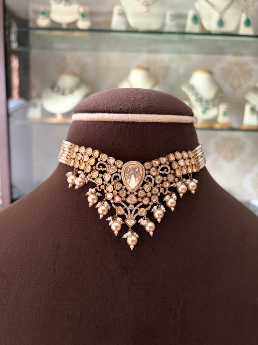 AR(1631)Cathrine gold plated moissanite choker